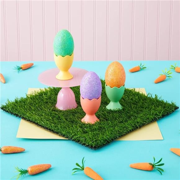 4 Pack Artificial Grass Mat Squares, 12x12 Fake Turf Tiles for Balcony, Patio - Picture 3 of 6